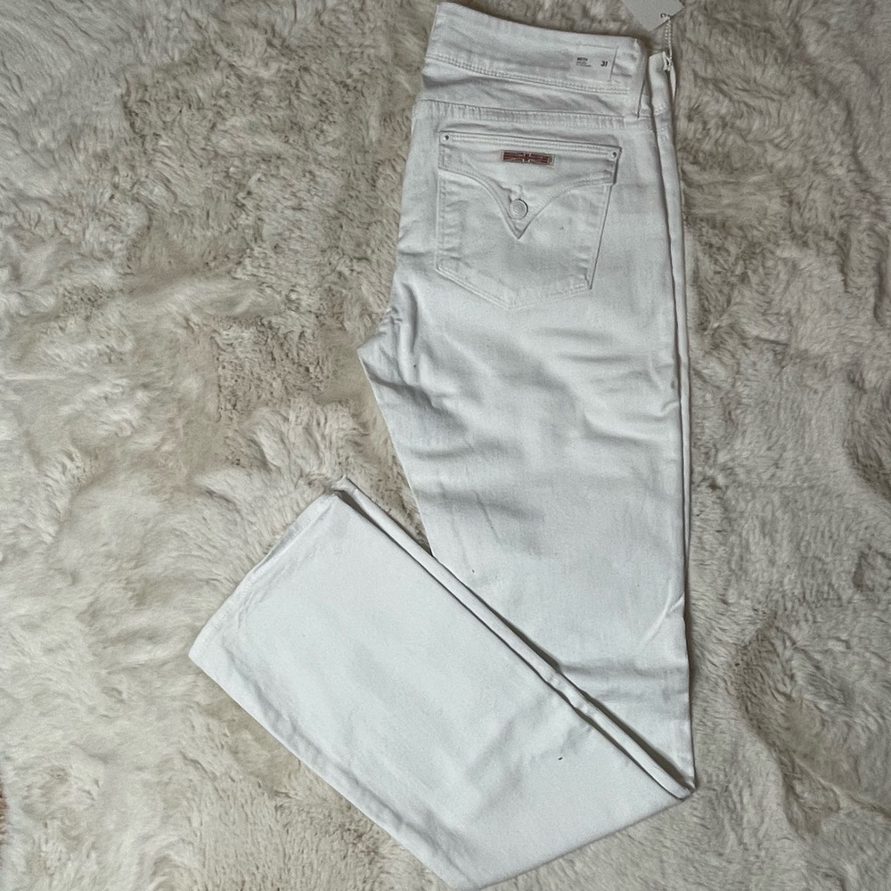 NEW - Hudson Mid-Rise Baby Boot cut White Jeans - 31